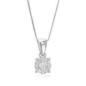 1/10 cttw Lab Grown Diamond Circle Pendant Necklace .925 Sterling Silver For Women 1/4 Inch With 18 Inch Chain