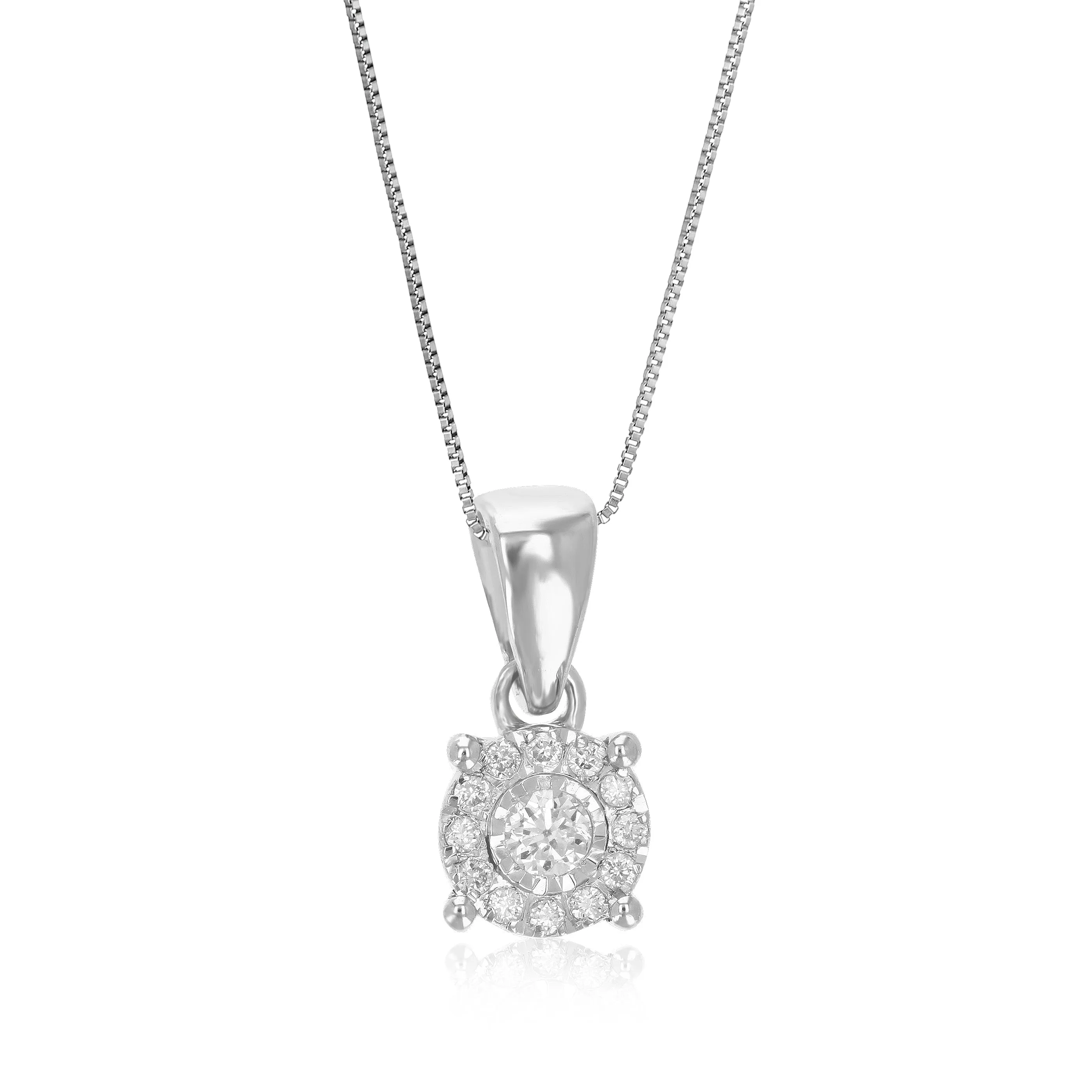 1/10 cttw Lab Grown Diamond Circle Pendant Necklace .925 Sterling Silver For Women 1/4 Inch With 18 Inch Chain