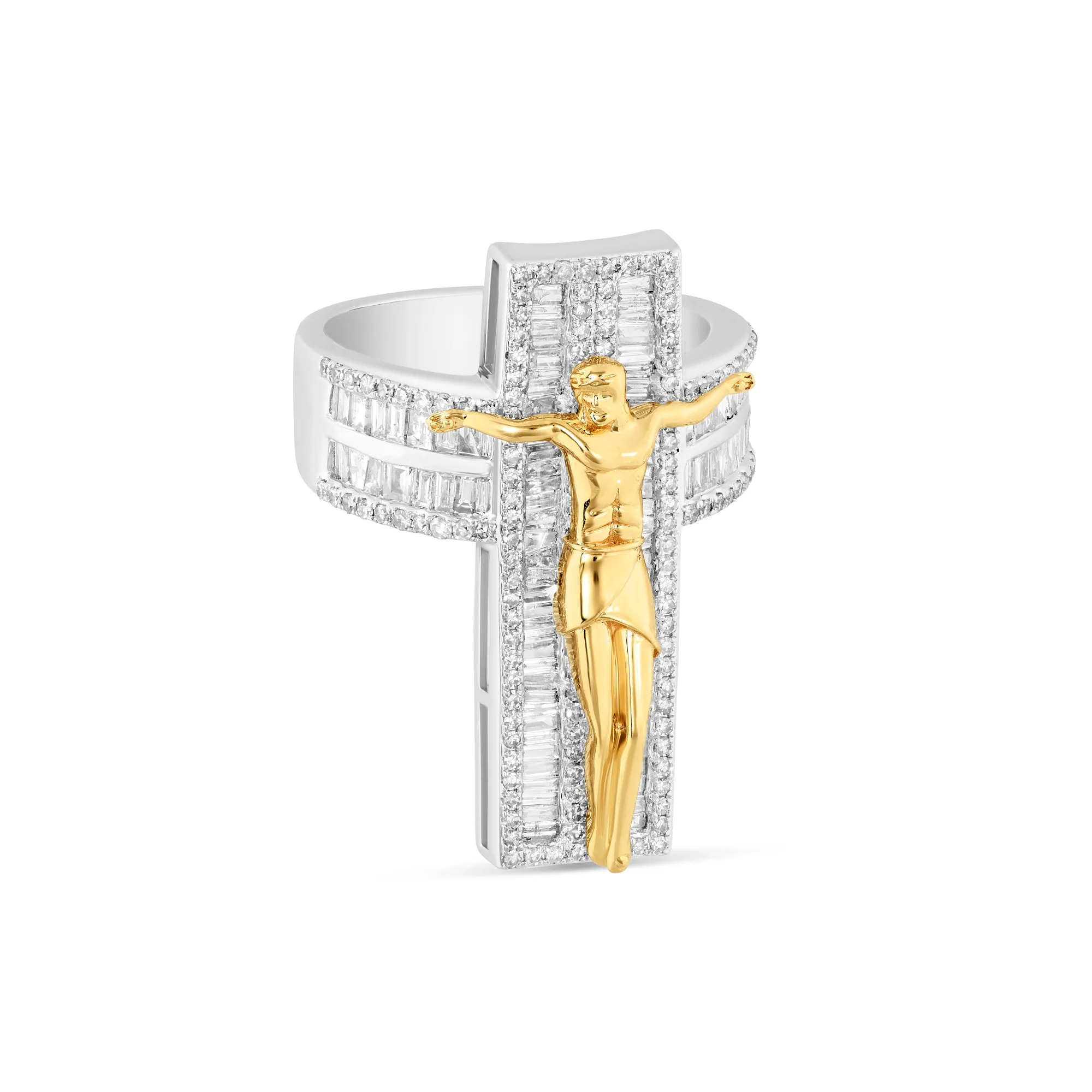 14K Two-Tone Crucifix Ring