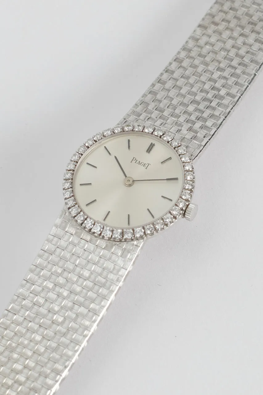 18 Carat White Gold Diamond Bezel Wristwatch