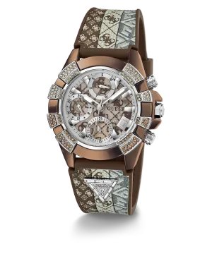 40th Anniversary Special Edition GUESS Ladies Brown Coffee Multi-function Watch