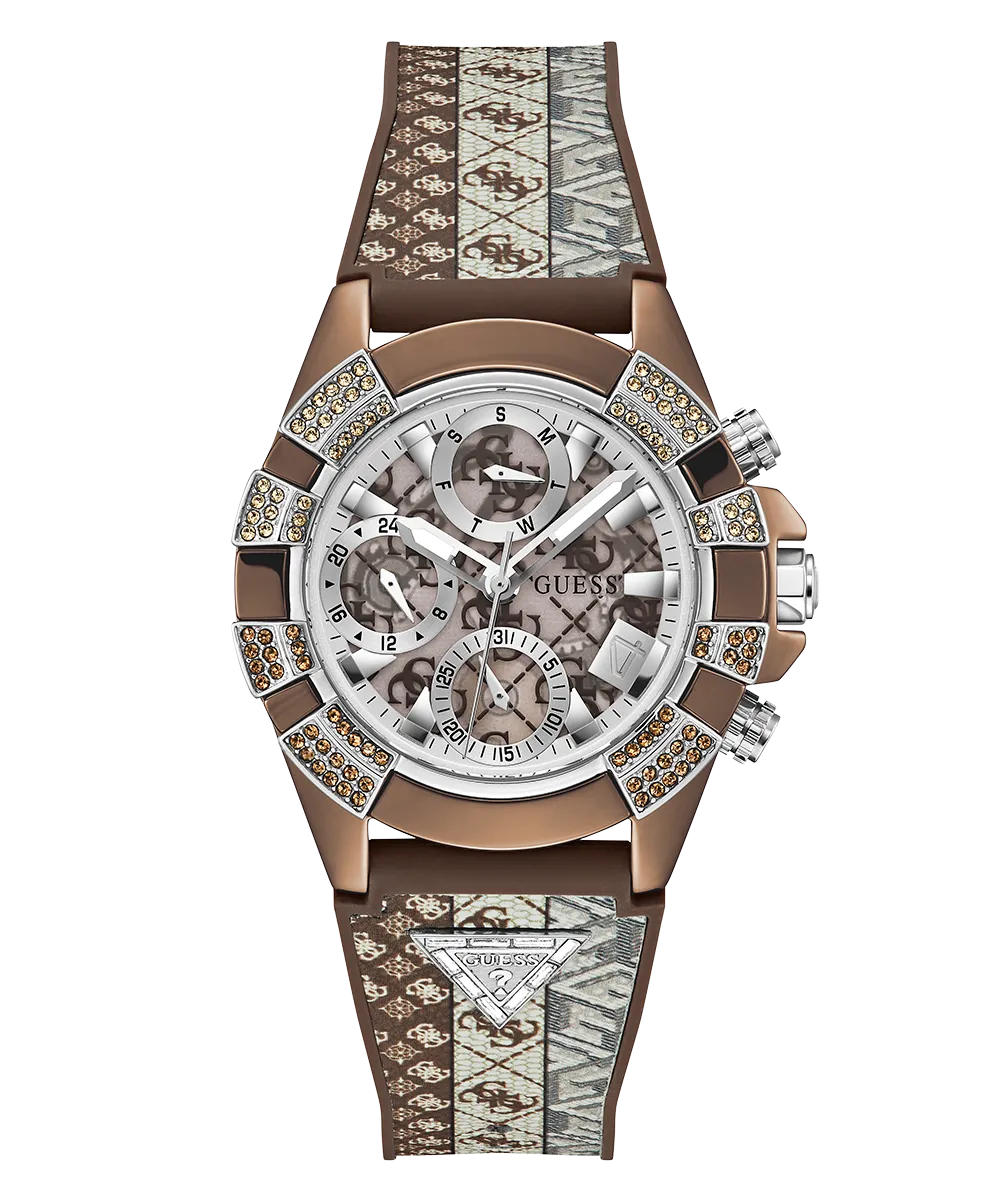 40th Anniversary Special Edition GUESS Ladies Brown Coffee Multi-function Watch