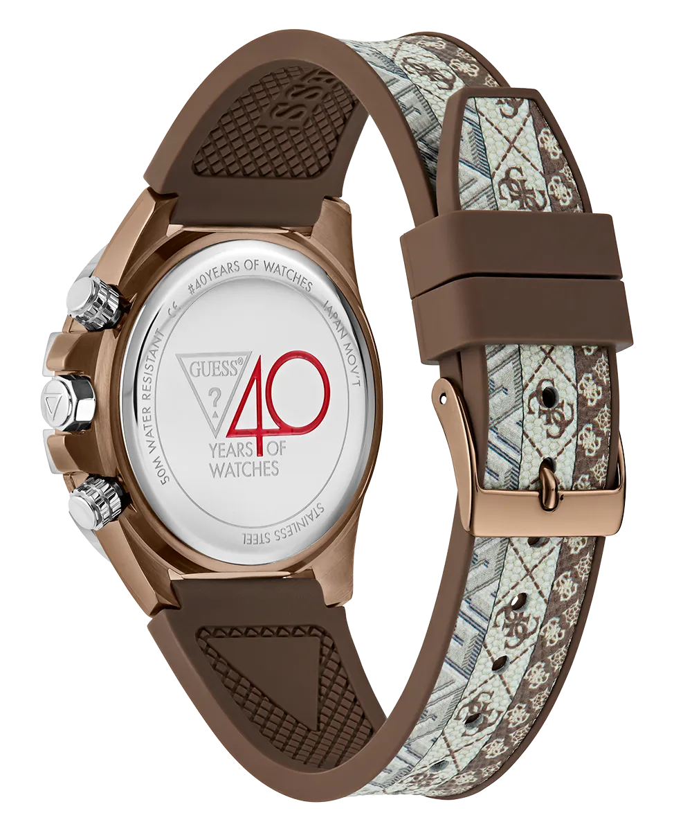 40th Anniversary Special Edition GUESS Ladies Brown Coffee Multi-function Watch