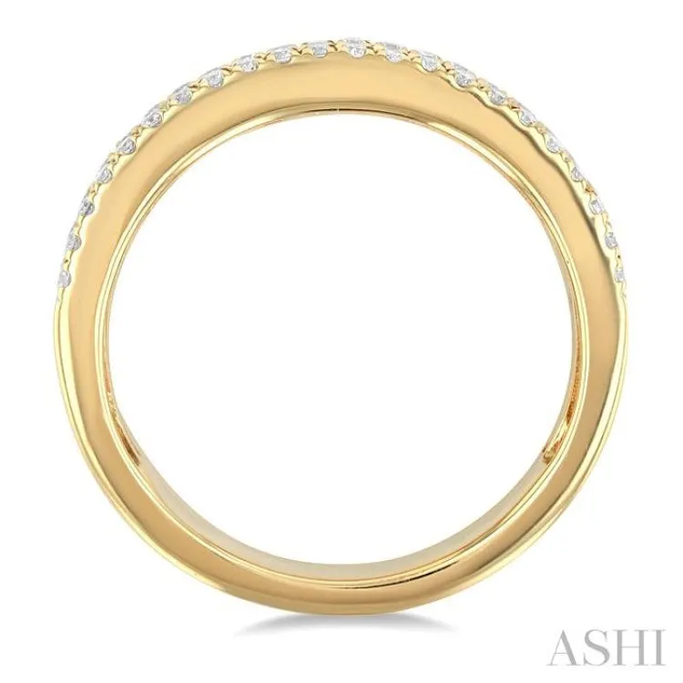 5/8 ctw Wide 4-Stone Oval & Round Cut Diamond Fashion Band in 14K Yellow Gold