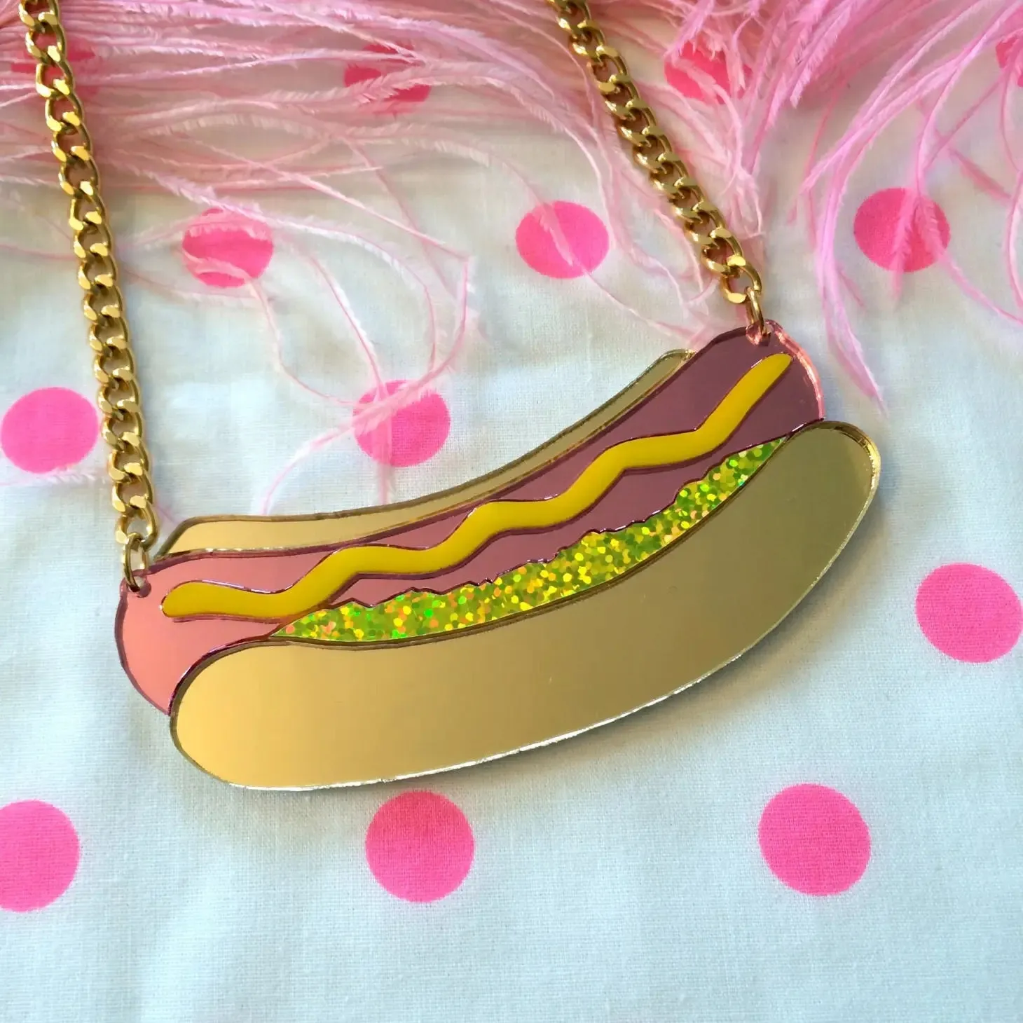 Acrylic Hot Dog Necklace