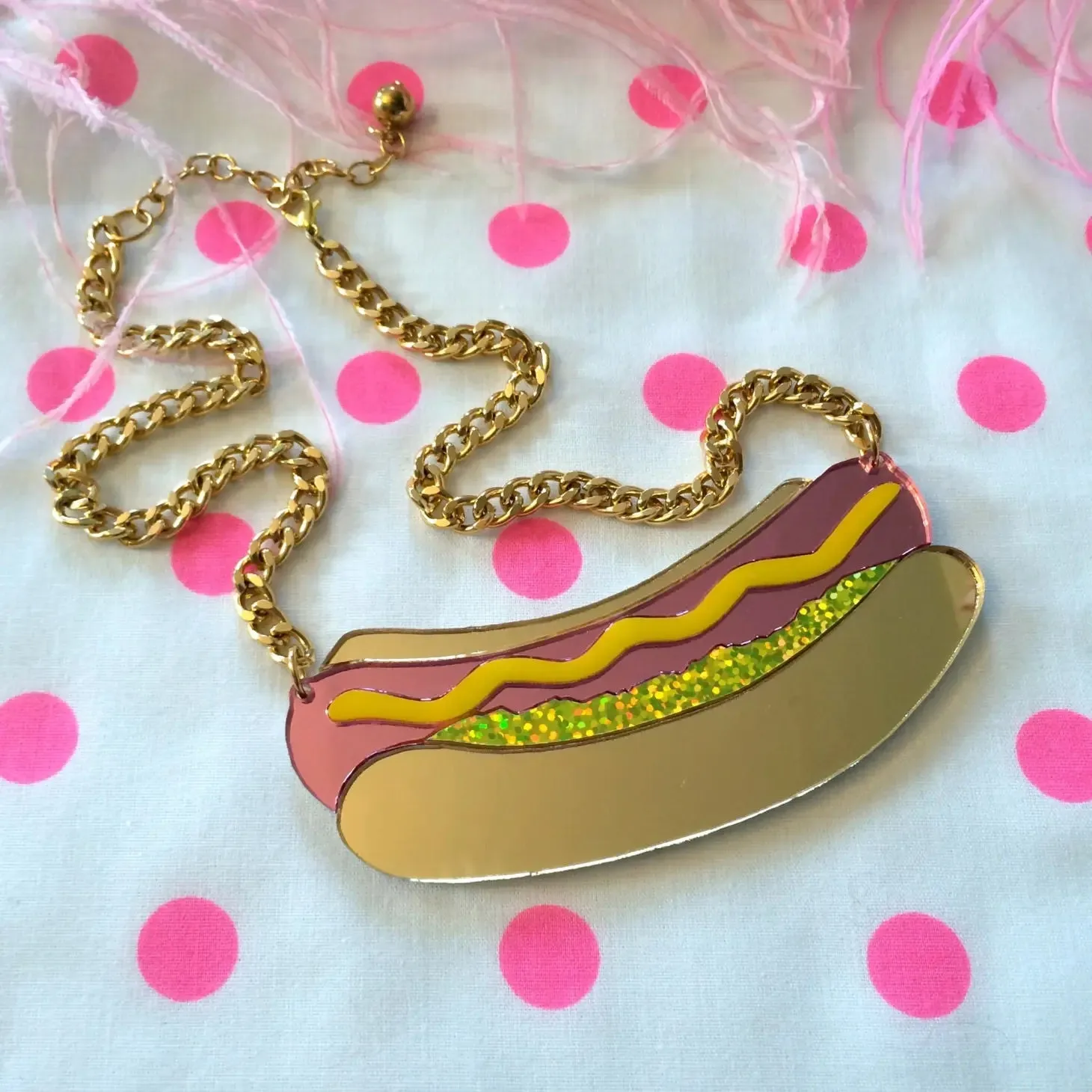 Acrylic Hot Dog Necklace