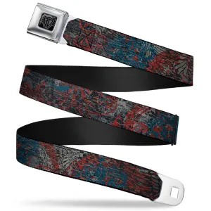 BD Wings Logo CLOSE-UP Full Color Black Silver Seatbelt Belt - Gothic 4 Webbing