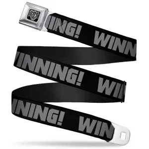 BD Wings Logo CLOSE-UP Full Color Black Silver Seatbelt Belt - WINNING! Black/Gray Webbing