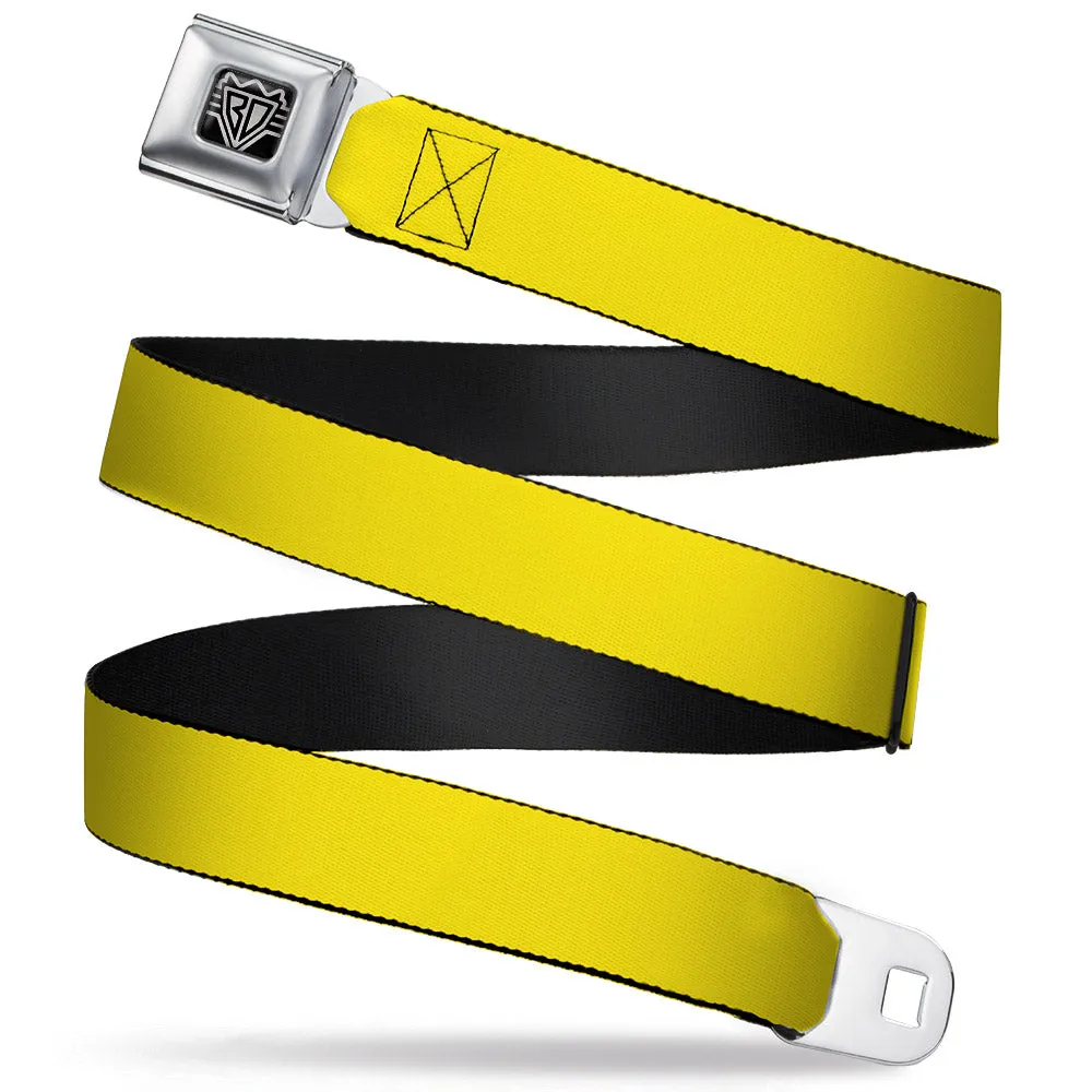 BD Wings Logo CLOSE-UP Full Color Black Silver Seatbelt Belt - Yellow Webbing