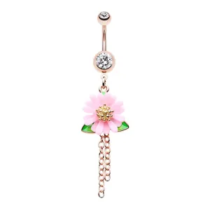 Bloom Flower Chain Rose Gold Belly Ring