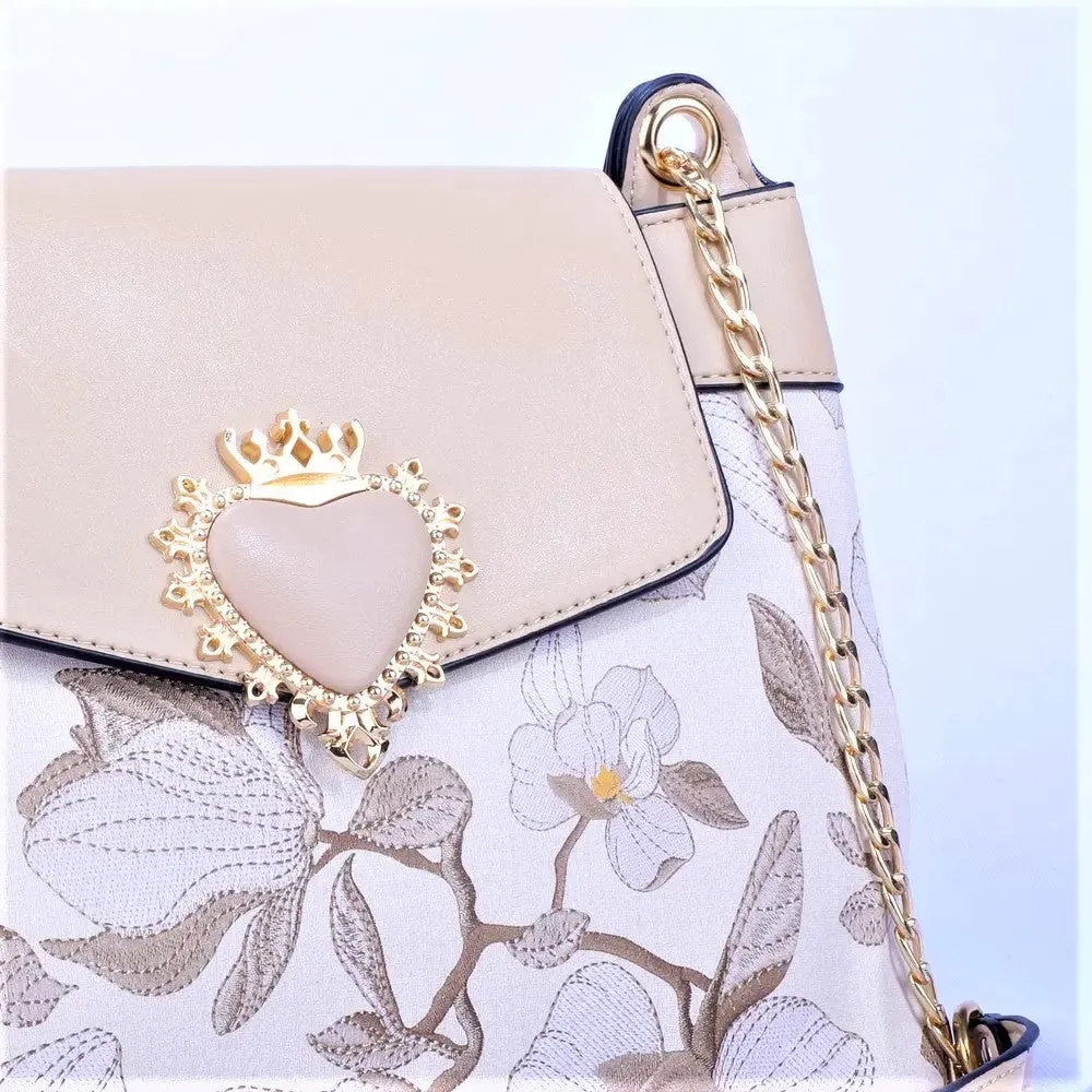 Blue Heart Decor Flap Over Mini Crossbody Bag 8816-3