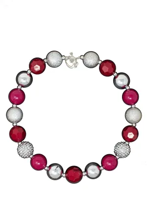 Burgundy & Silver Bubblegum Necklace