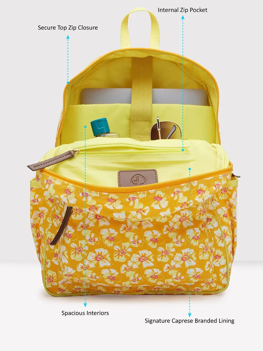 Caprese Shay Laptop Backpack Large Amber Yellow