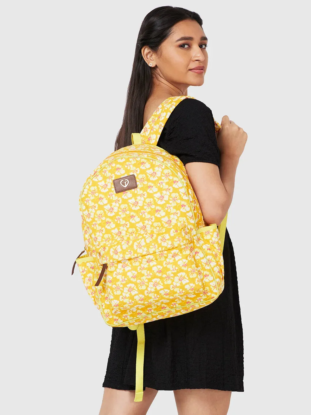 Caprese Shay Laptop Backpack Large Amber Yellow