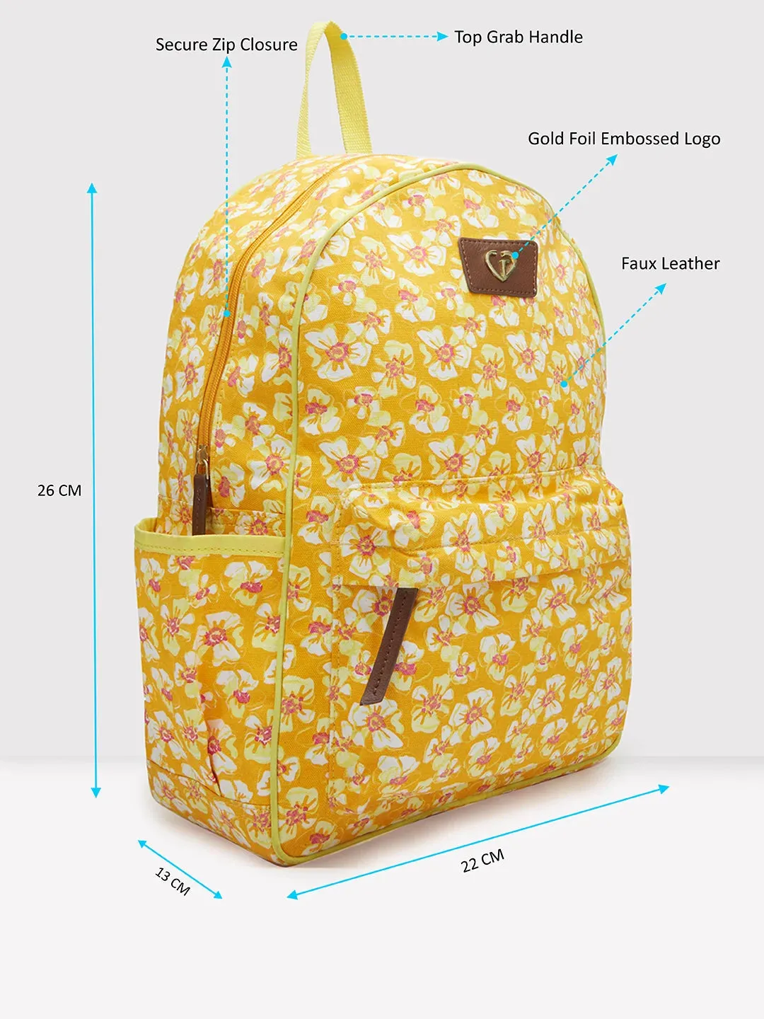 Caprese Shay Laptop Backpack Large Amber Yellow