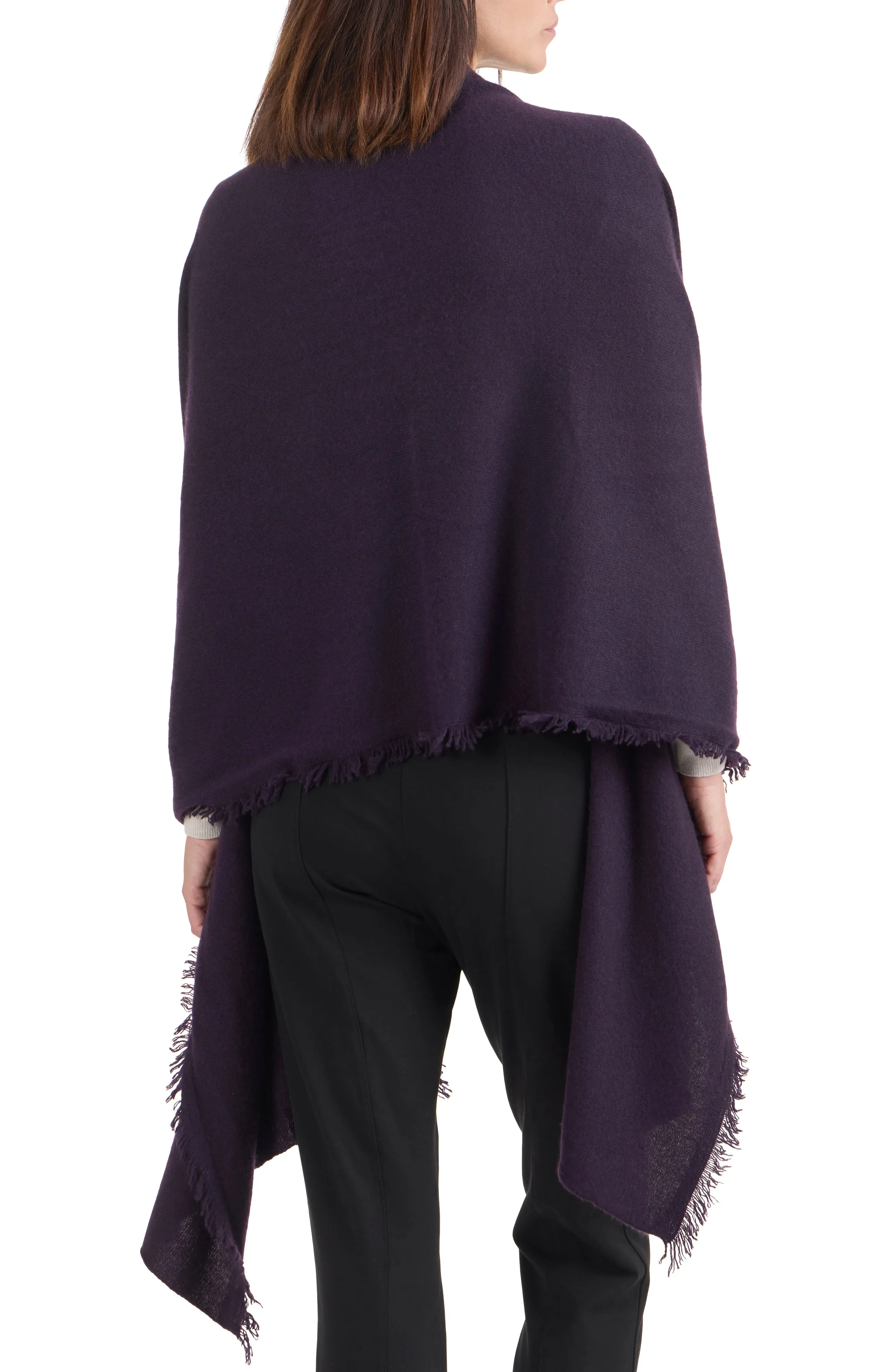 CASHMERE KNIT WRAP WITH FRINGE