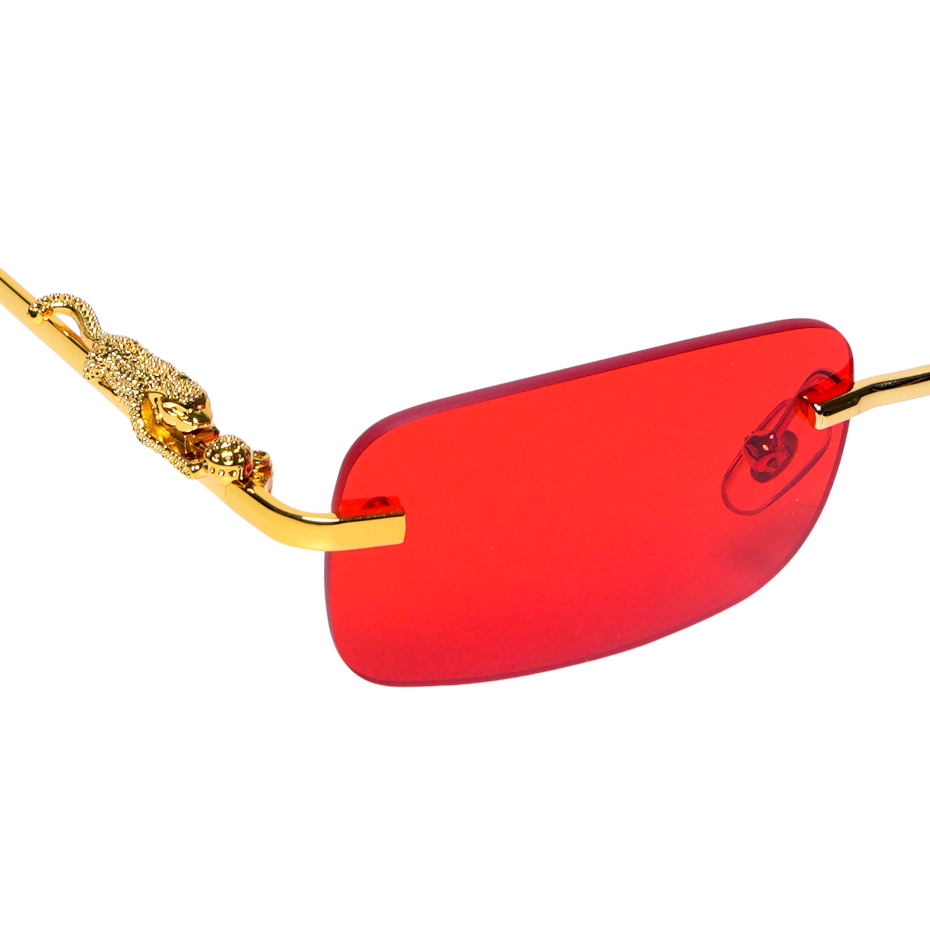 Chokore Rectangular Leopard Sunglasses (Red)