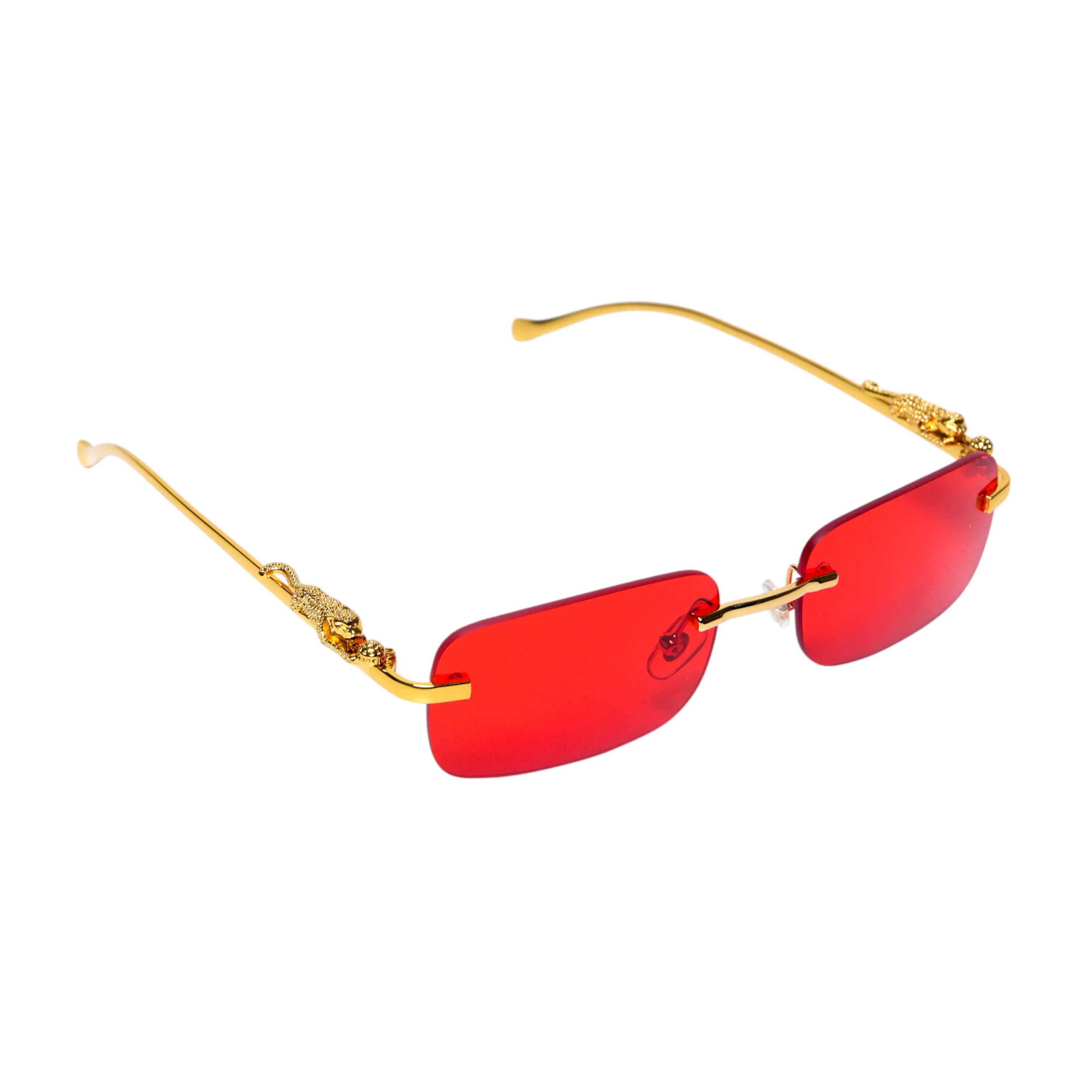 Chokore Rectangular Leopard Sunglasses (Red)