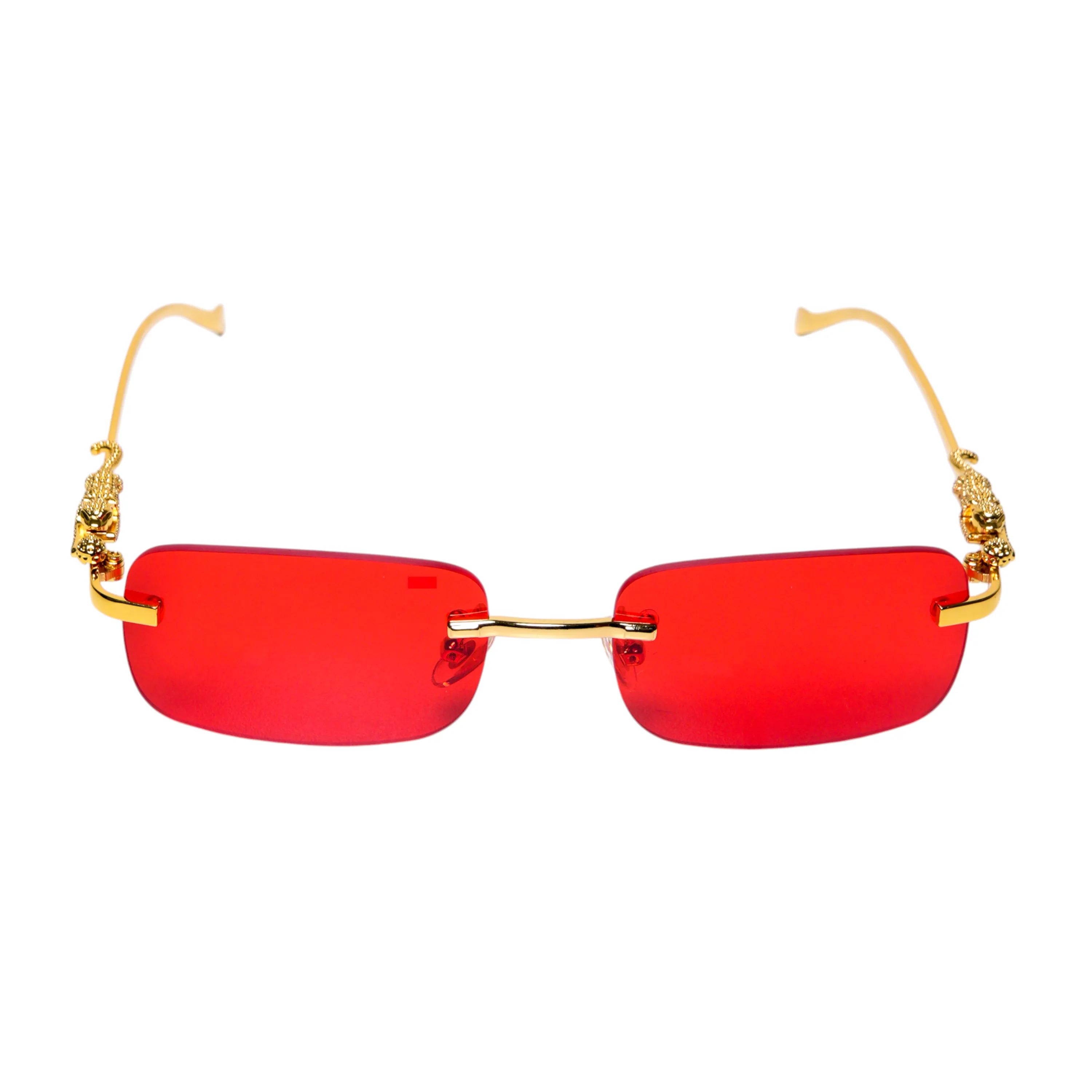 Chokore Rectangular Leopard Sunglasses (Red)