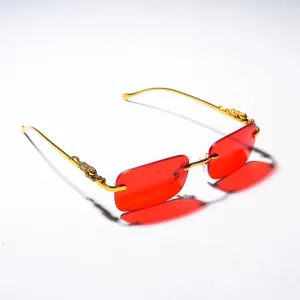 Chokore Rectangular Leopard Sunglasses (Red)