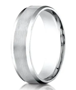 Designer Cobalt Chrome Men's Wedding Band, Polished Edges- 6mm