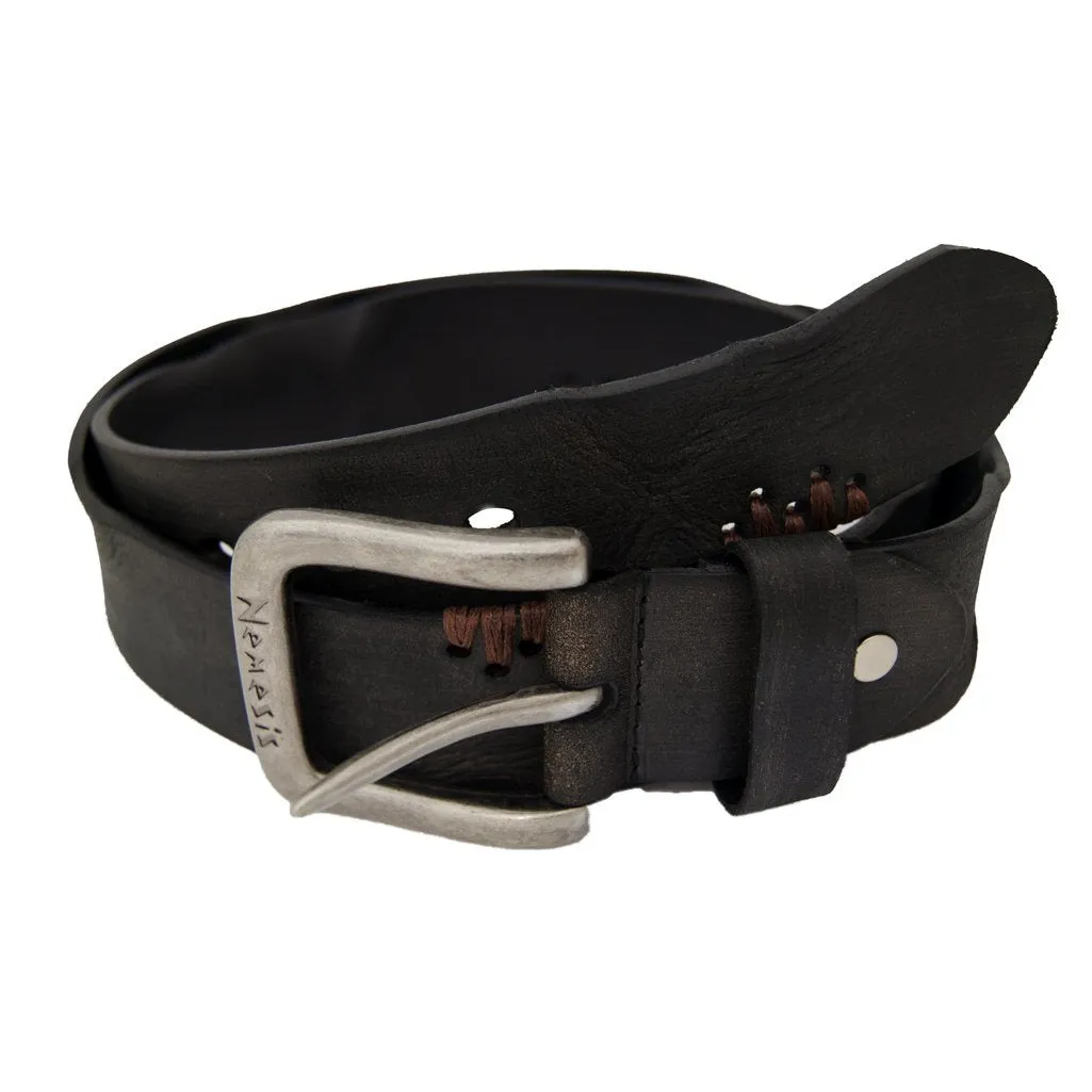 Distressed Black/Brown Leather Belt