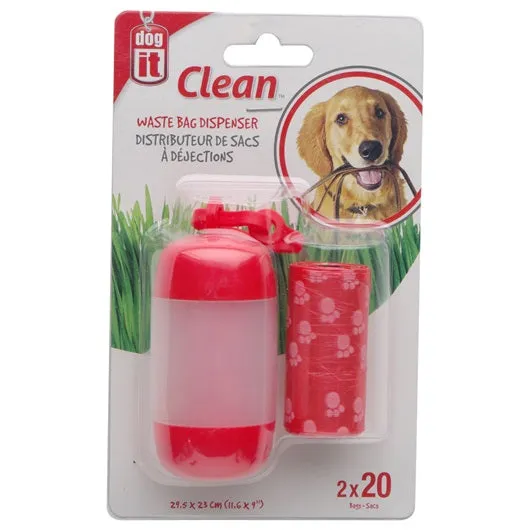 DogIt Waste Bag Dispenser 2 Rolls Red