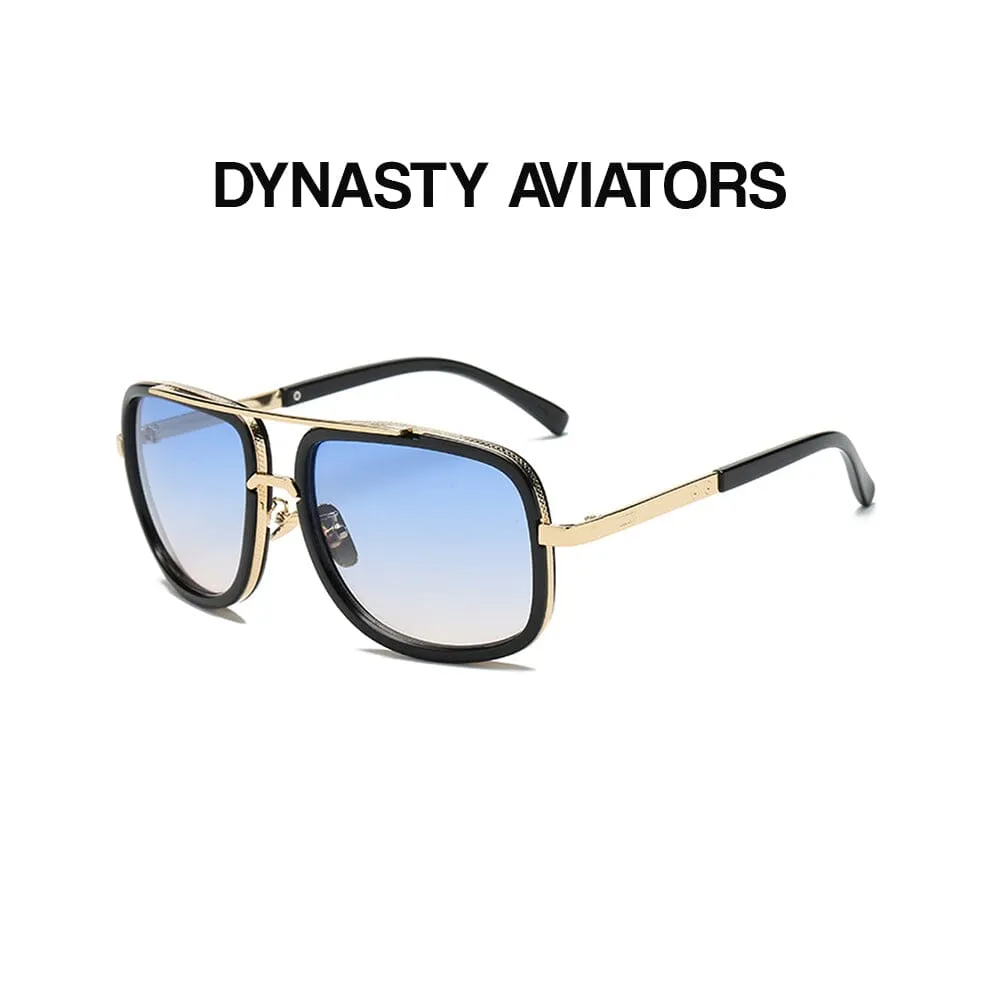 Dynasty Aviators  - Gold & Blue Sunglasses