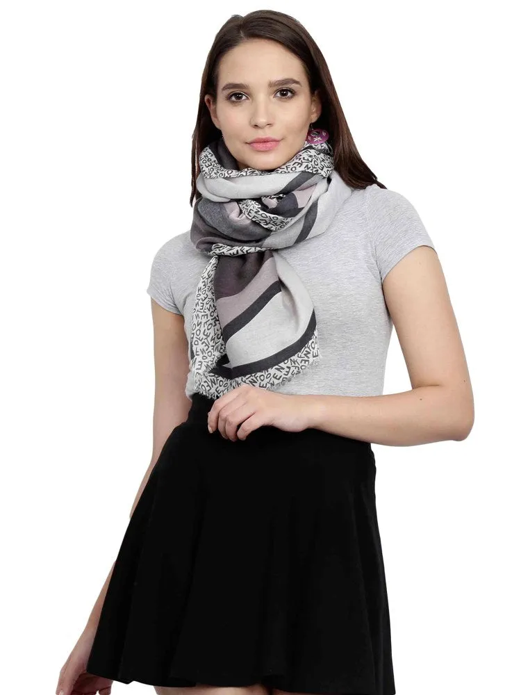 FabSeasons Grey Cotton Viscose Abstract Printed Soft & Stylish Scarf