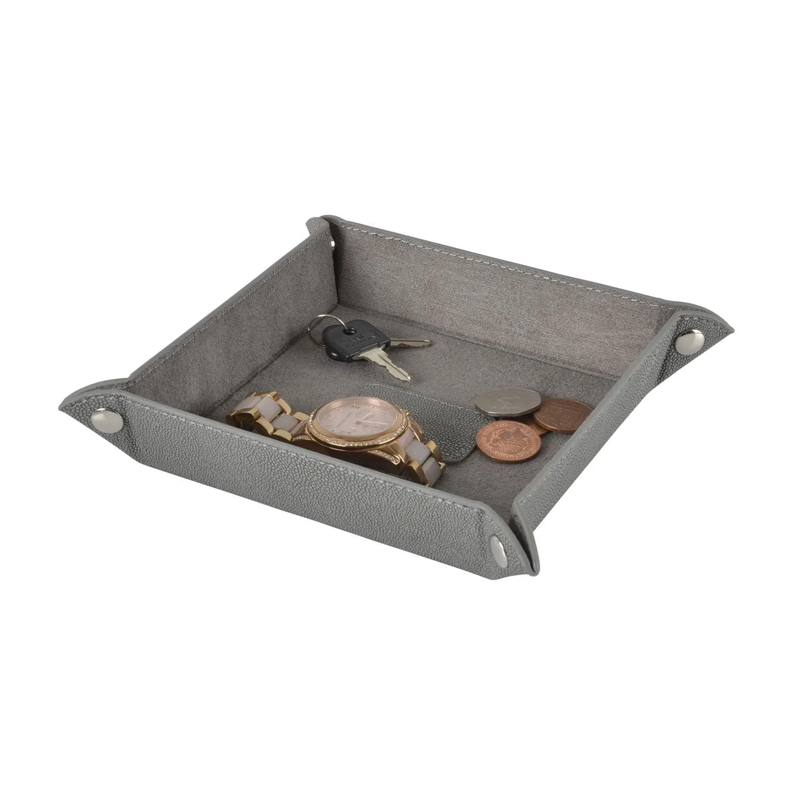 Faux Leather Valet Tray For Coins/Keys/Phone Desktop or Bedside