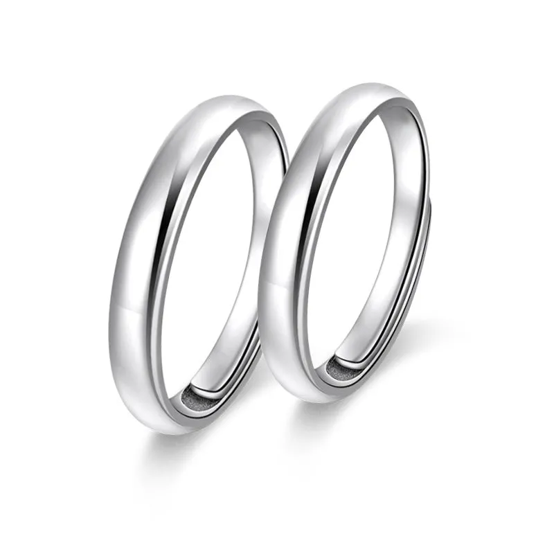 Glossy Silver Couple Ring for Women