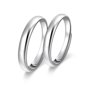 Glossy Silver Couple Ring for Women