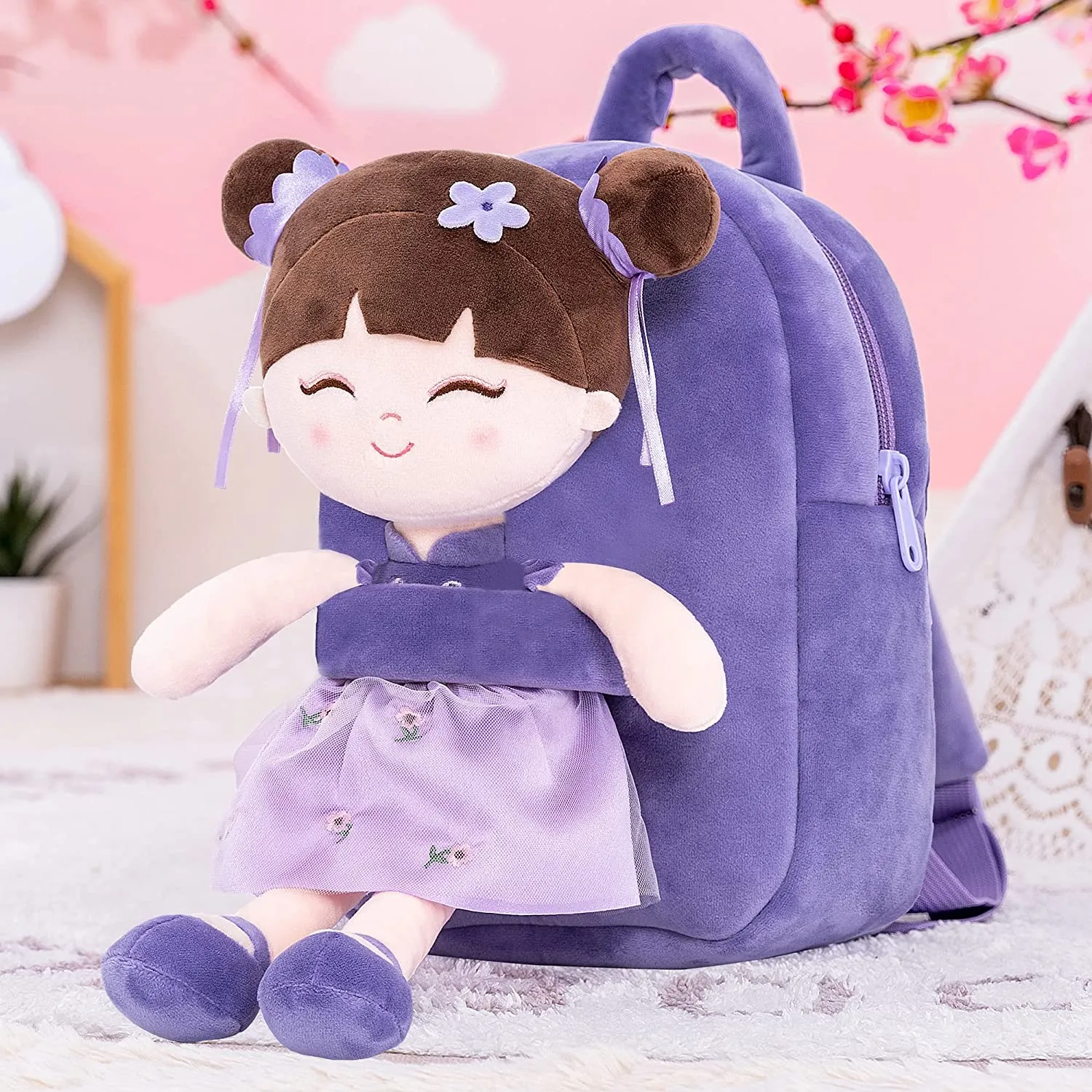 Gloveleya 9-inch Personalized Chinese Traditional Dolls Backpacks Crape Myrtle