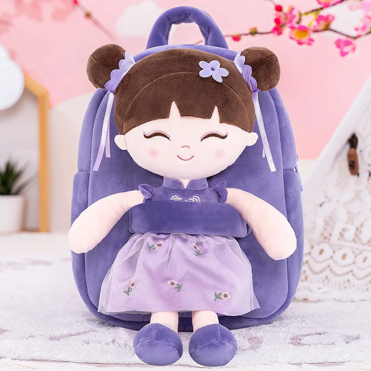 Gloveleya 9-inch Personalized Chinese Traditional Dolls Backpacks Crape Myrtle