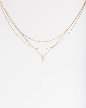 Gold Cross Pendant Necklace