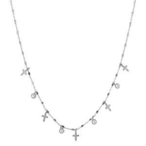 Gregio Simply Me/ Tiny Shiny Necklace w/ Mini Cross & CZ - Silver