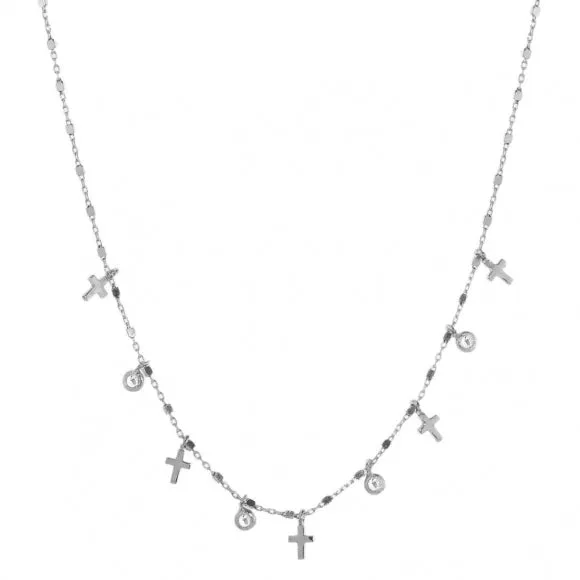 Gregio Simply Me/ Tiny Shiny Necklace w/ Mini Cross & CZ - Silver