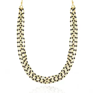 Gregio Simply Me/Tiny Shiny Multi Chain Necklace w/ Black Enamel Beads- Gold