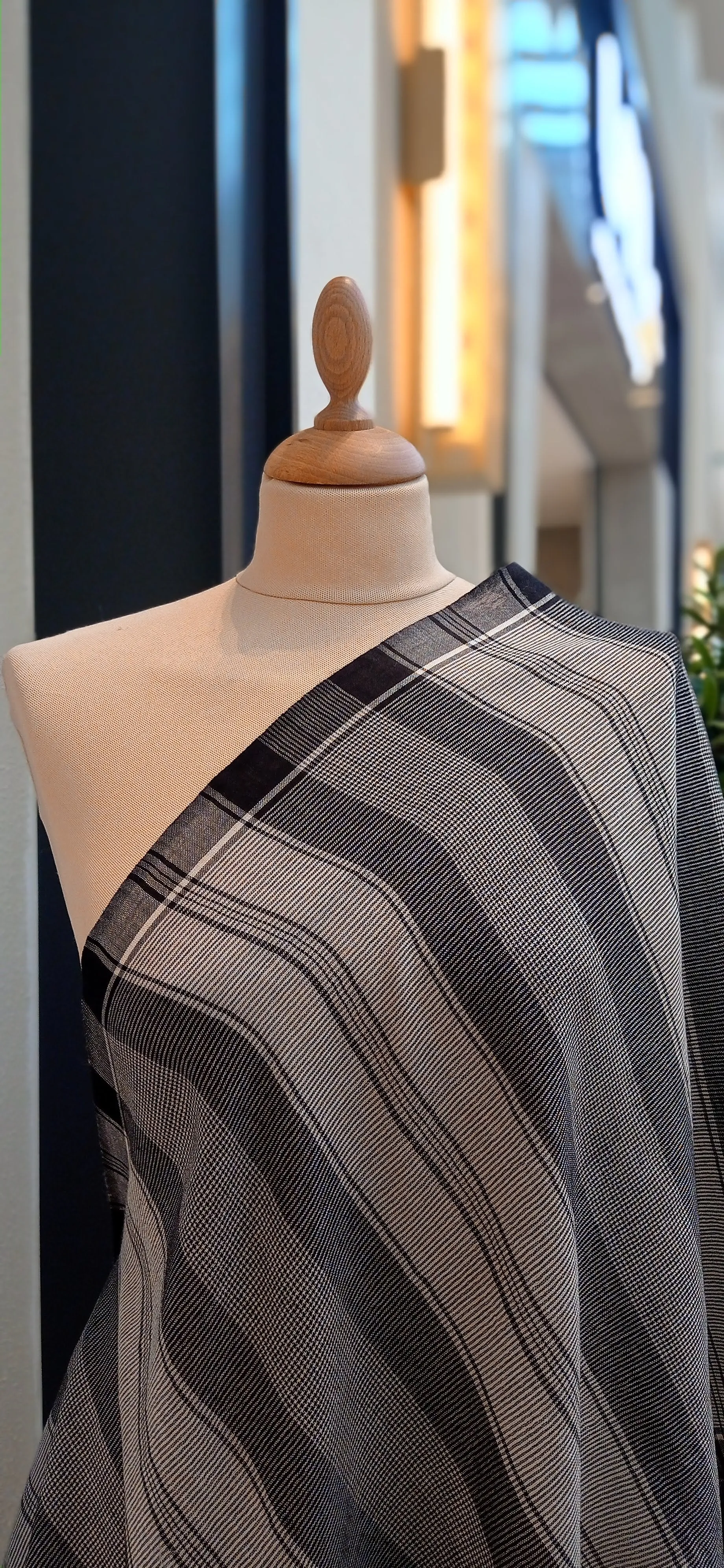 Grey and Black Striped Silk Scarf