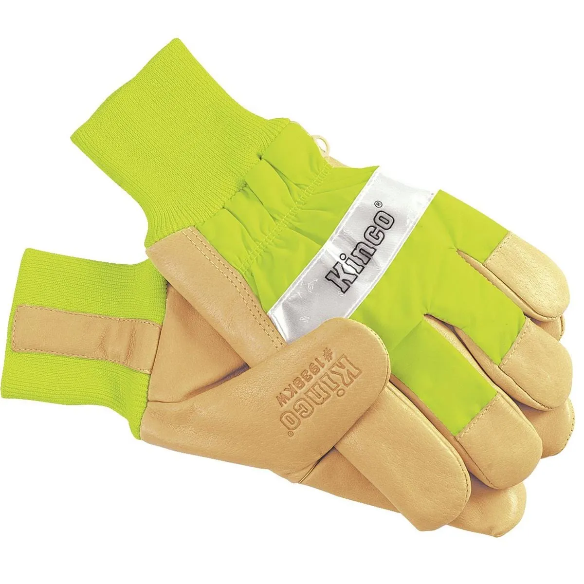 Kinco Insulated Waterproof Pigskin Leather Palm Gloves, Bright Lime