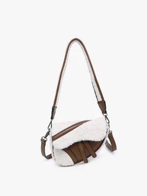 Kori Crossbody: Brown/White Sherpa