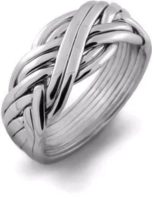 LADIES 8 band STERLING SILVER Puzzle Ring LS-8BA