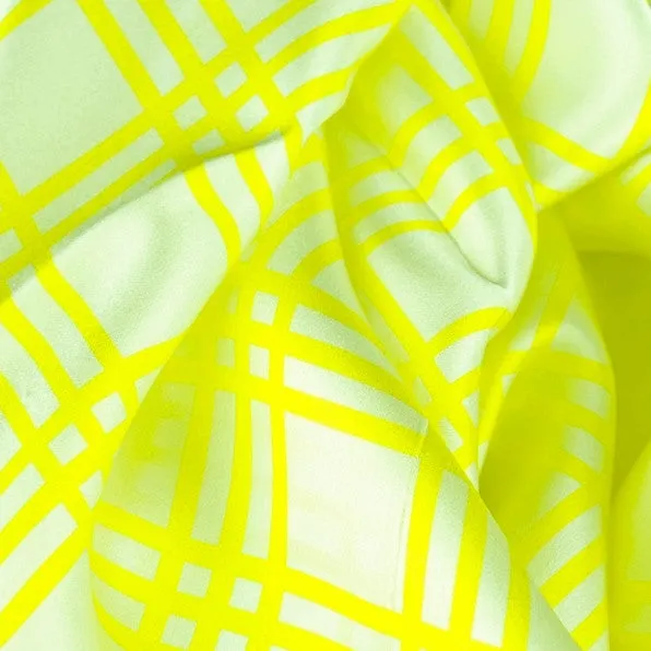 LARGE SILK SATIN SCARF - STREET CHIC - Yellow - 47x47"