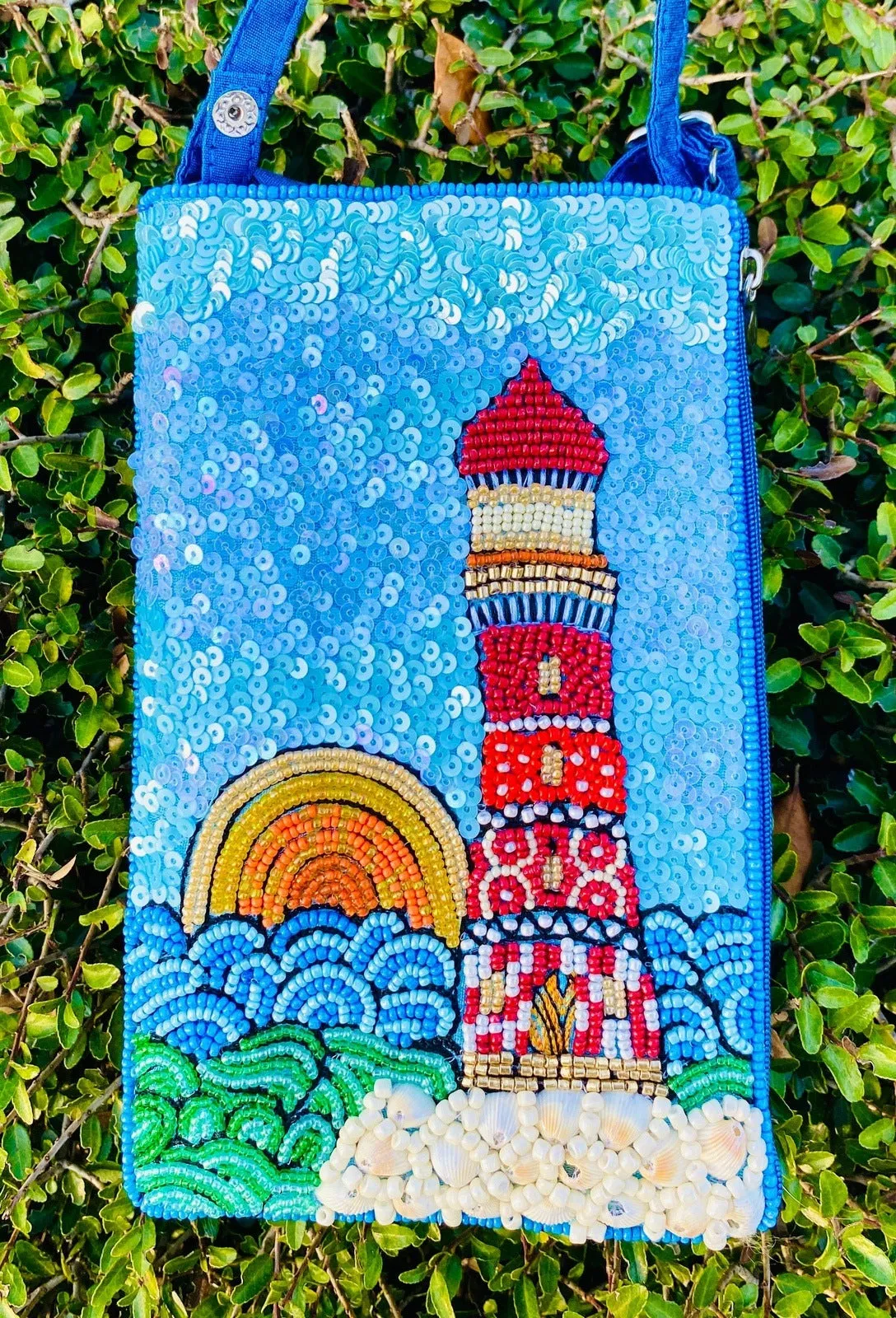 Lighthouse With Shells Club Bag