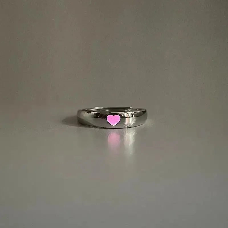 Luminous Ring for Couple Creative Glowing in the Dark Player 1 Player 2 Matching Gaming Ring for Women Men Valentine's Day Gift