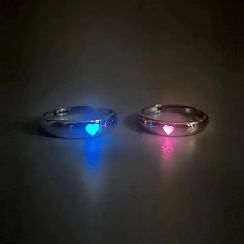 Luminous Ring for Couple Creative Glowing in the Dark Player 1 Player 2 Matching Gaming Ring for Women Men Valentine's Day Gift