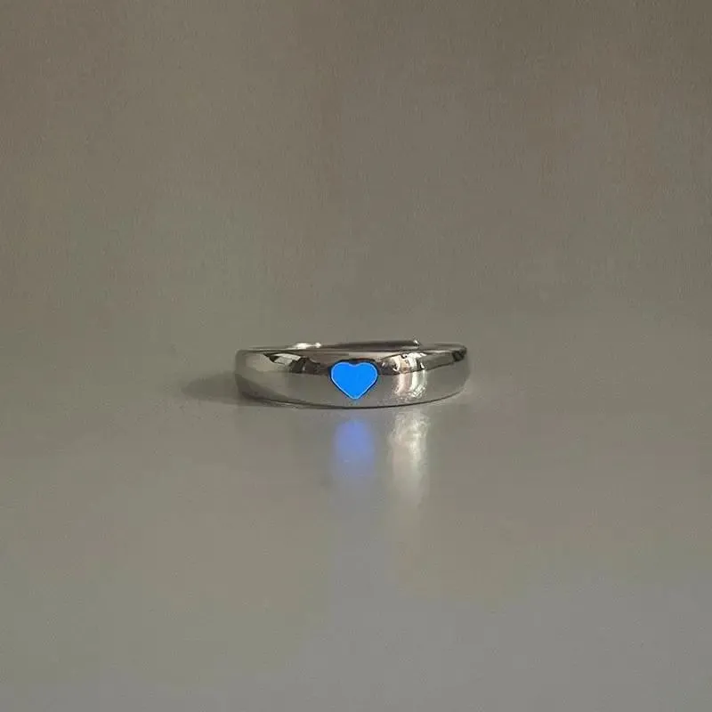 Luminous Ring for Couple Creative Glowing in the Dark Player 1 Player 2 Matching Gaming Ring for Women Men Valentine's Day Gift