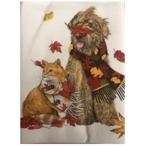 Mary Lake-Thompson BT1971 Fall Pets in Scarves Flour Sack Towel 30 Inches