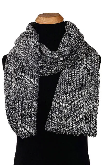 Men's Classic Scarf - Cozy Cable in Ash Faux Fur