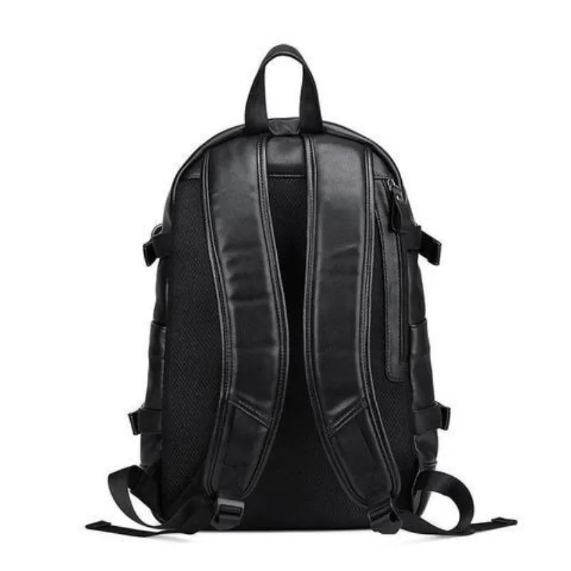 Men's Leather USB Charging Backpack